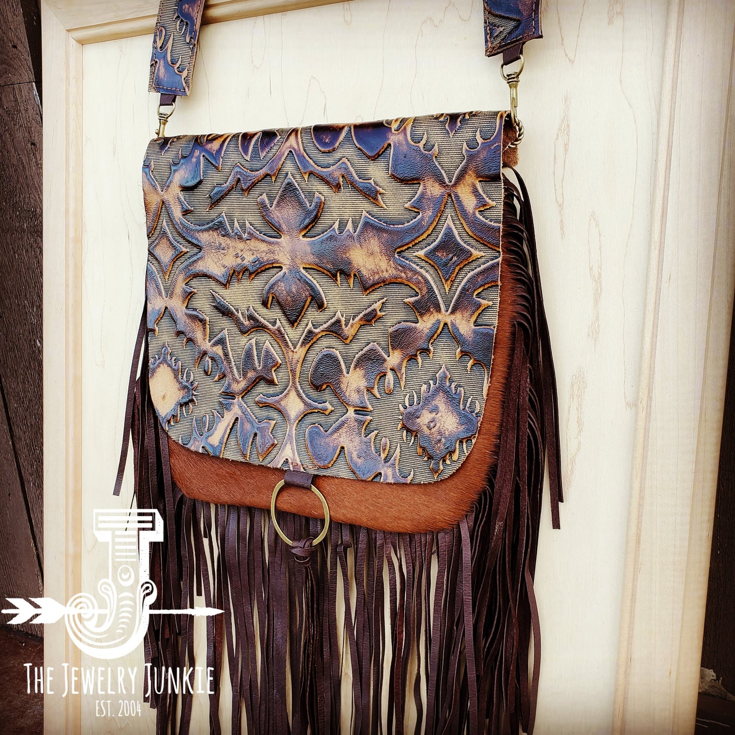 *Hair-On-Hide w/ Brown Laredo Flap Crossbody Handbag 504i
