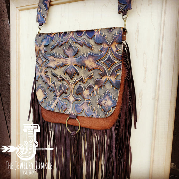 *Hair-On-Hide w/ Brown Laredo Flap Crossbody Handbag 504i