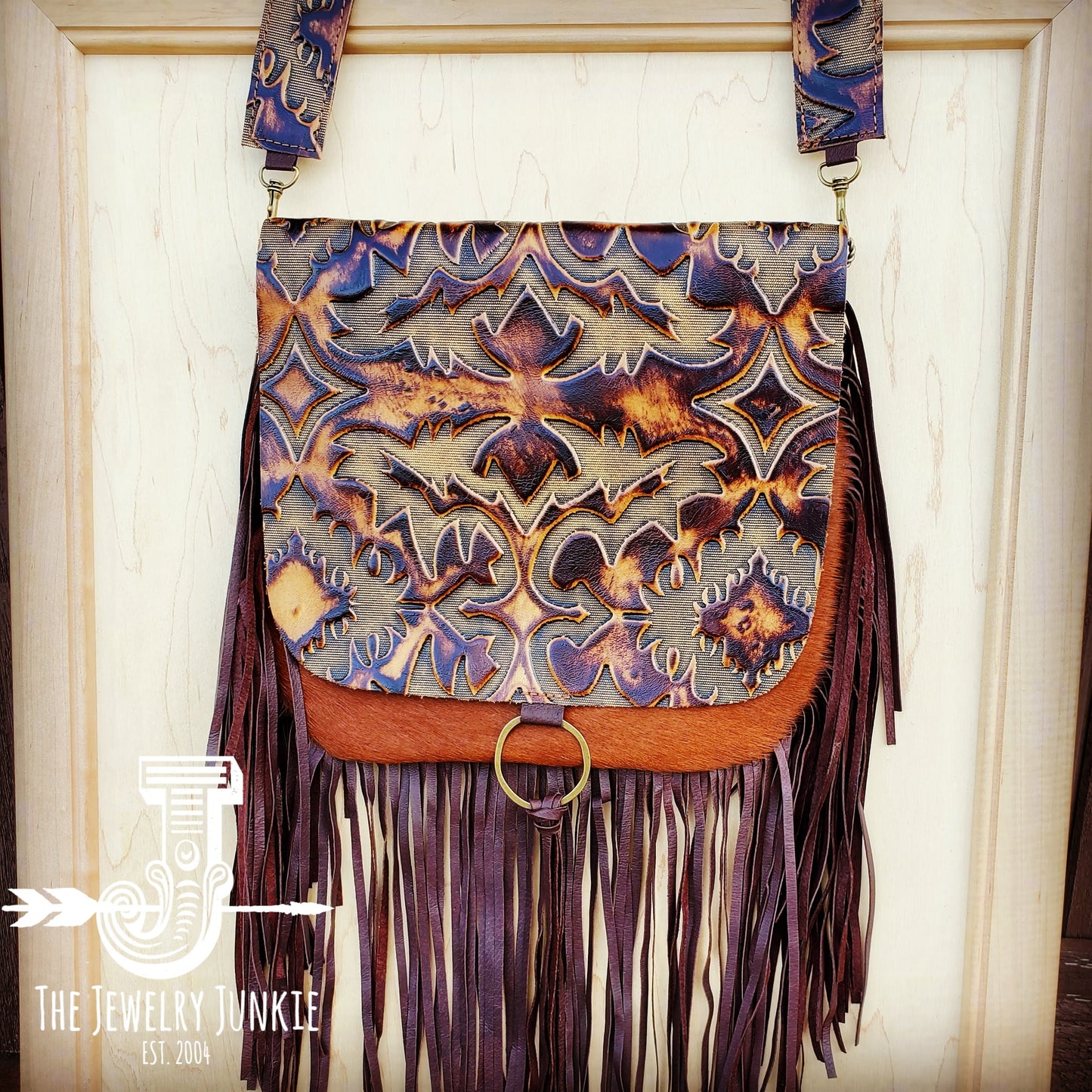*Hair-On-Hide w/ Brown Laredo Flap Crossbody Handbag 504i