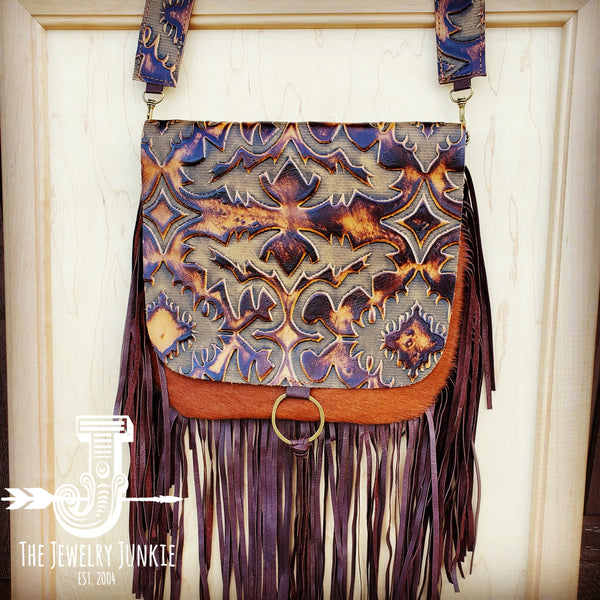 *Hair-On-Hide w/ Brown Laredo Flap Crossbody Handbag 504i