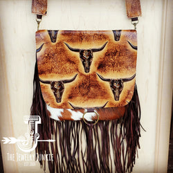 *Hair-On-Hide w/ Steer Head Flap Crossbody Handbag 504L