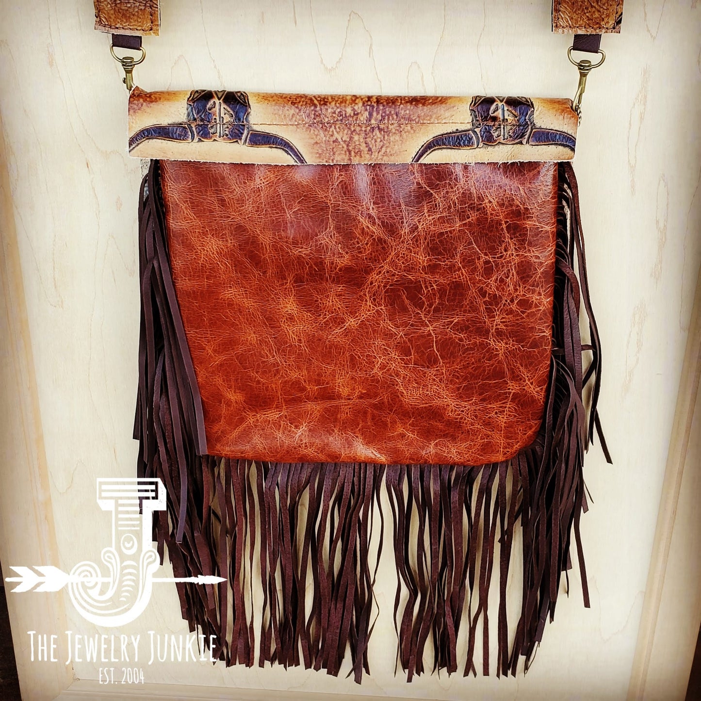 *Hair-On-Hide w/ Steer Head Flap Crossbody Handbag 504L