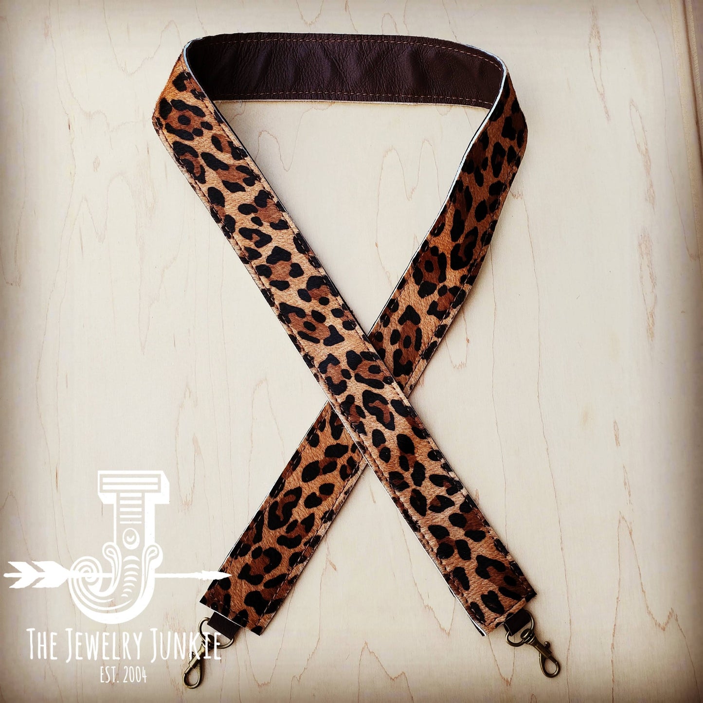 Embossed Leather Crossbody Strap in Leopard 400m