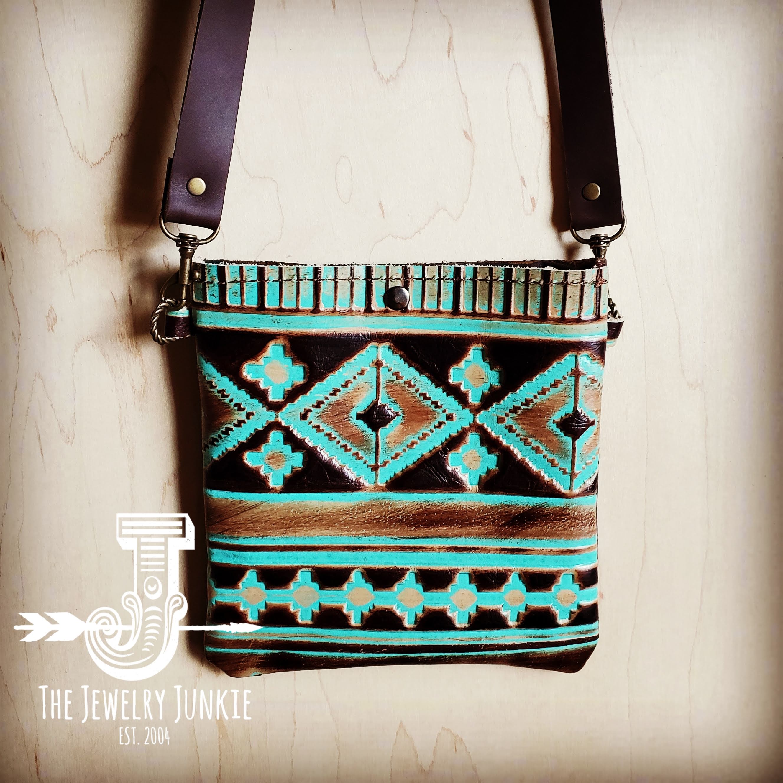 Small Teal Leather Crossbody Purse