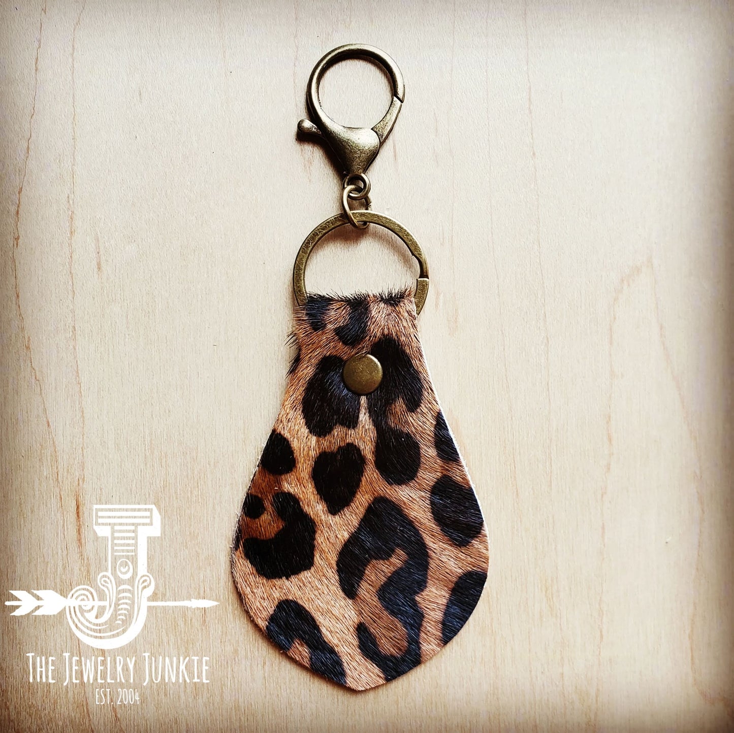 Hair-on-Hide Leather Key Chain - Leopard 700z