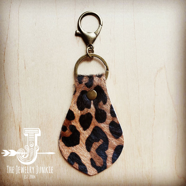 **Hair-on-Hide Leather Key Chain - Leopard 700z