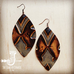 *Leather Oval Earring-Brown Laredo 203j