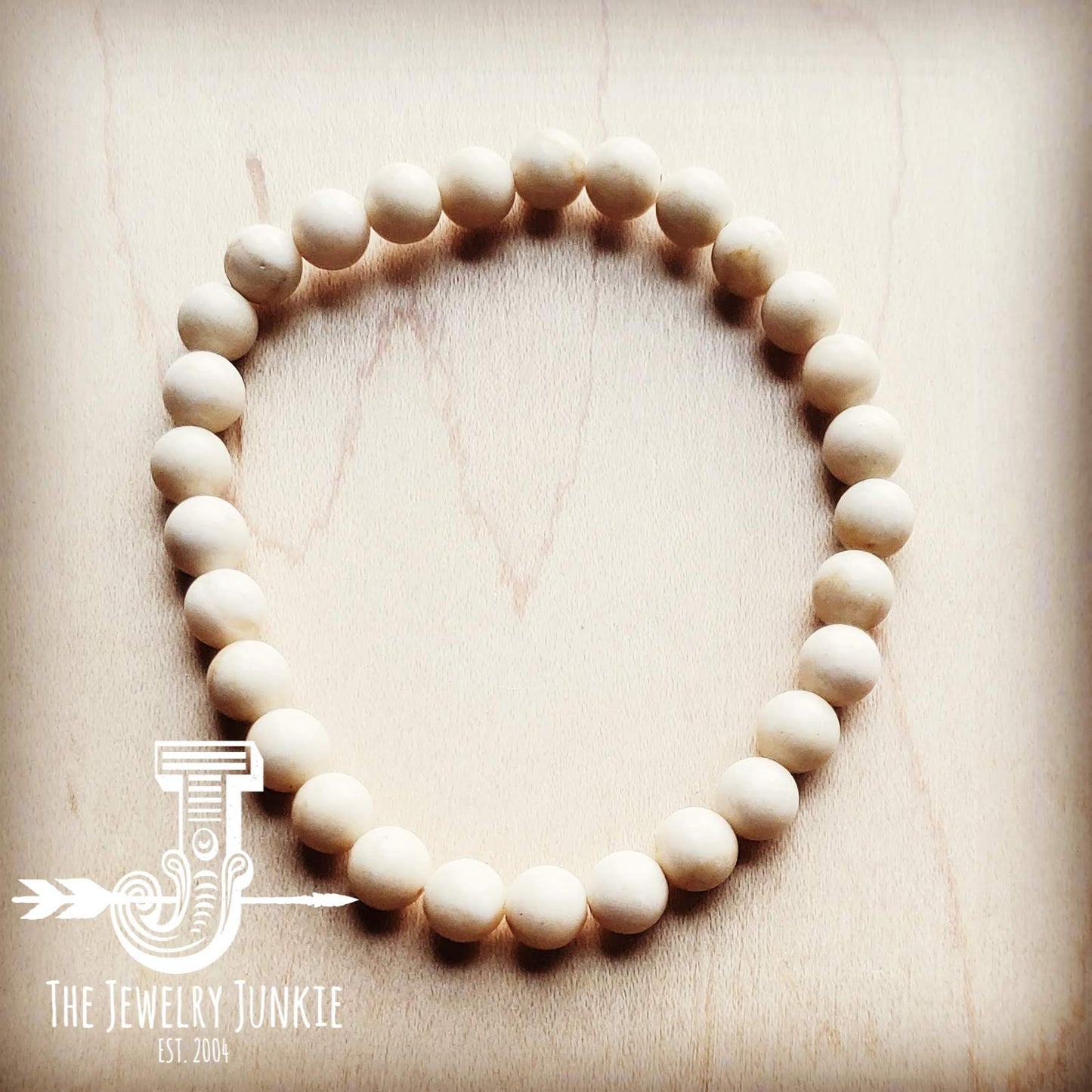 *Bracelet Bar-Cream Colored Fossil Beads 804b