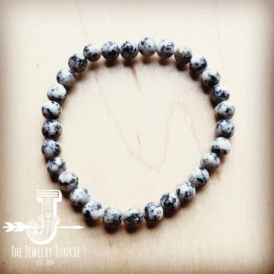 **Bracelet Bar-Light Gray Sesame Jasper Beads 804d