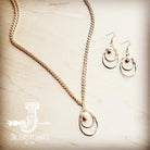 Matte Gold Double Hoope w/ Pearl Dangle