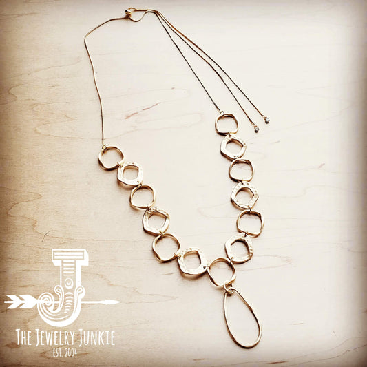 Matte Gold Multi Hoop Necklace w/ Adjustable Slide Closure 251n