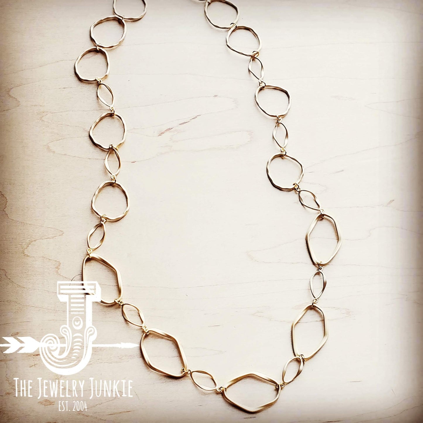 *Matte Gold Long Hoop and Circle Necklace 251m