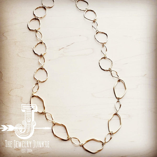 *Matte Gold Long Hoop and Circle Necklace 251m