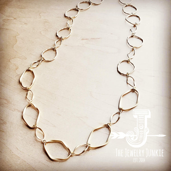 *Matte Gold Long Hoop and Circle Necklace 251m