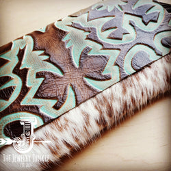 Hair on Hide Handbag w/ Turquoise Laredo Flap and Fringe 504y