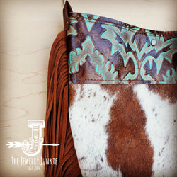 Tejas Leather Bucket Hide Handbag with Turquoise Laredo Accent 505i