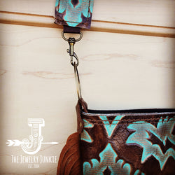 Tejas Leather Bucket Hide Handbag with Turquoise Laredo Accent 505i