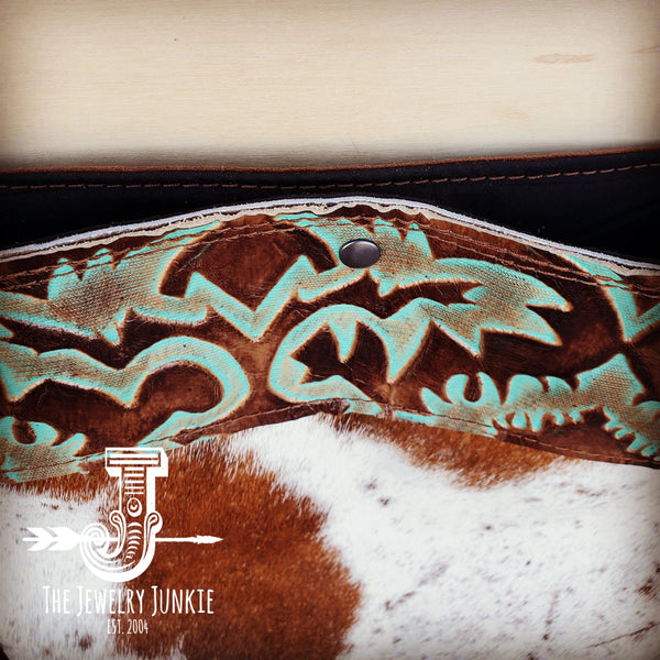 Tejas Leather Bucket Hide Handbag with Turquoise Laredo Accent 505i