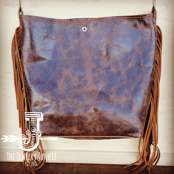 Tejas Leather Bucket Hide Handbag with Turquoise Laredo Accent 505i
