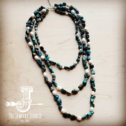 *Natural Turquoise and Freshwater Pearl Triple Strand Necklace 251w