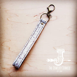 Embossed Leather Key Chain Strap Oyster Paisley 701c