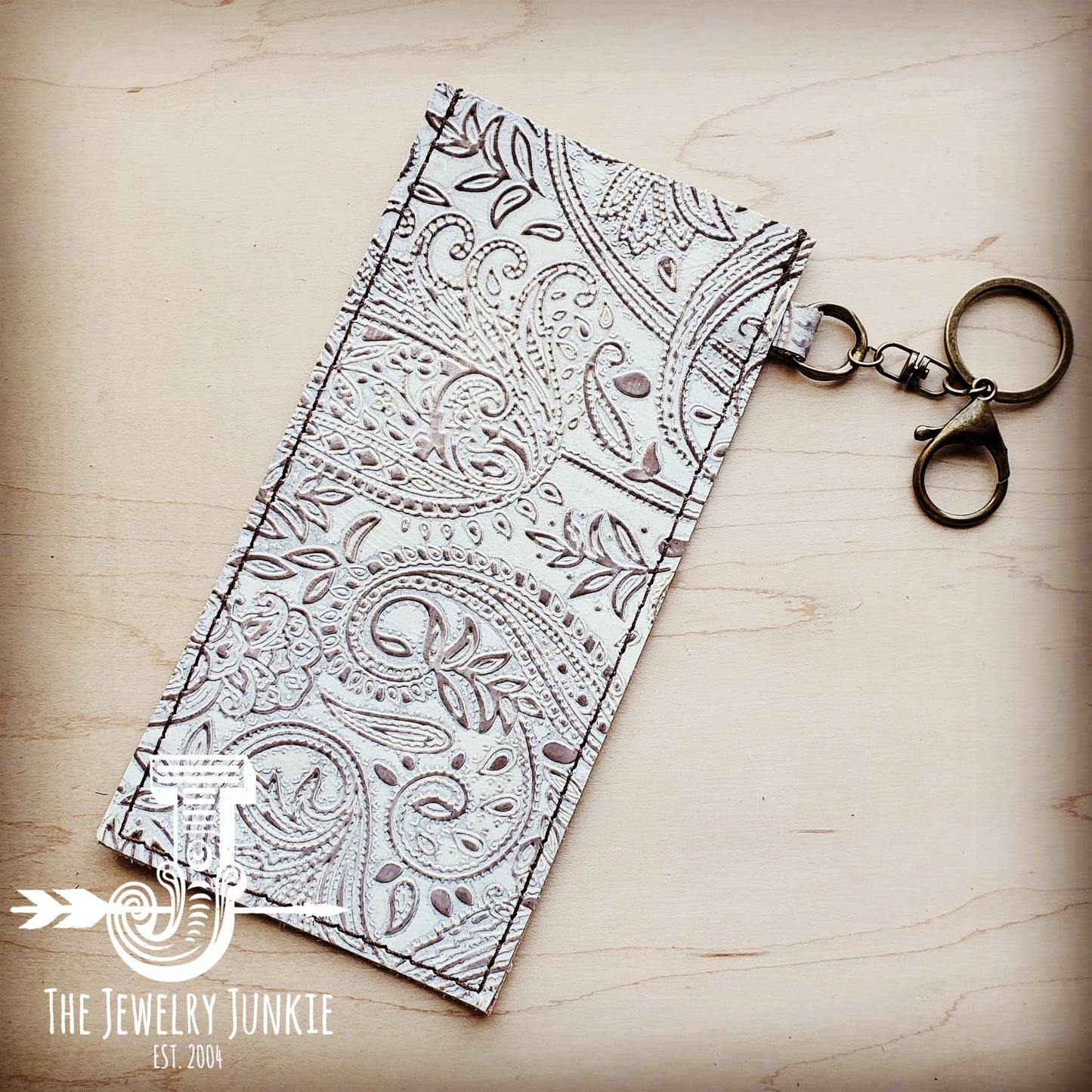 Embossed Leather Sunglasses Case w/ Keychain-Oyster Paisley 100o