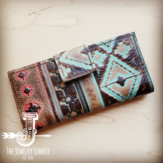 Embossed Leather Wallet in Santa Fe w/ Snap 301n