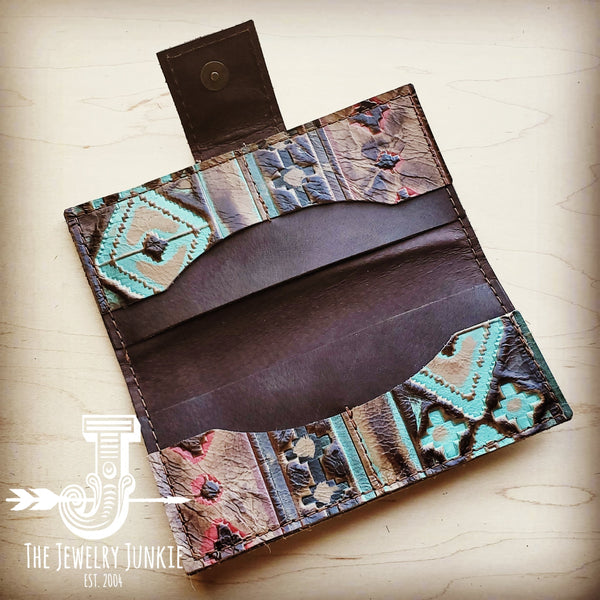 Embossed Leather Wallet in Santa Fe w/ Snap 301n