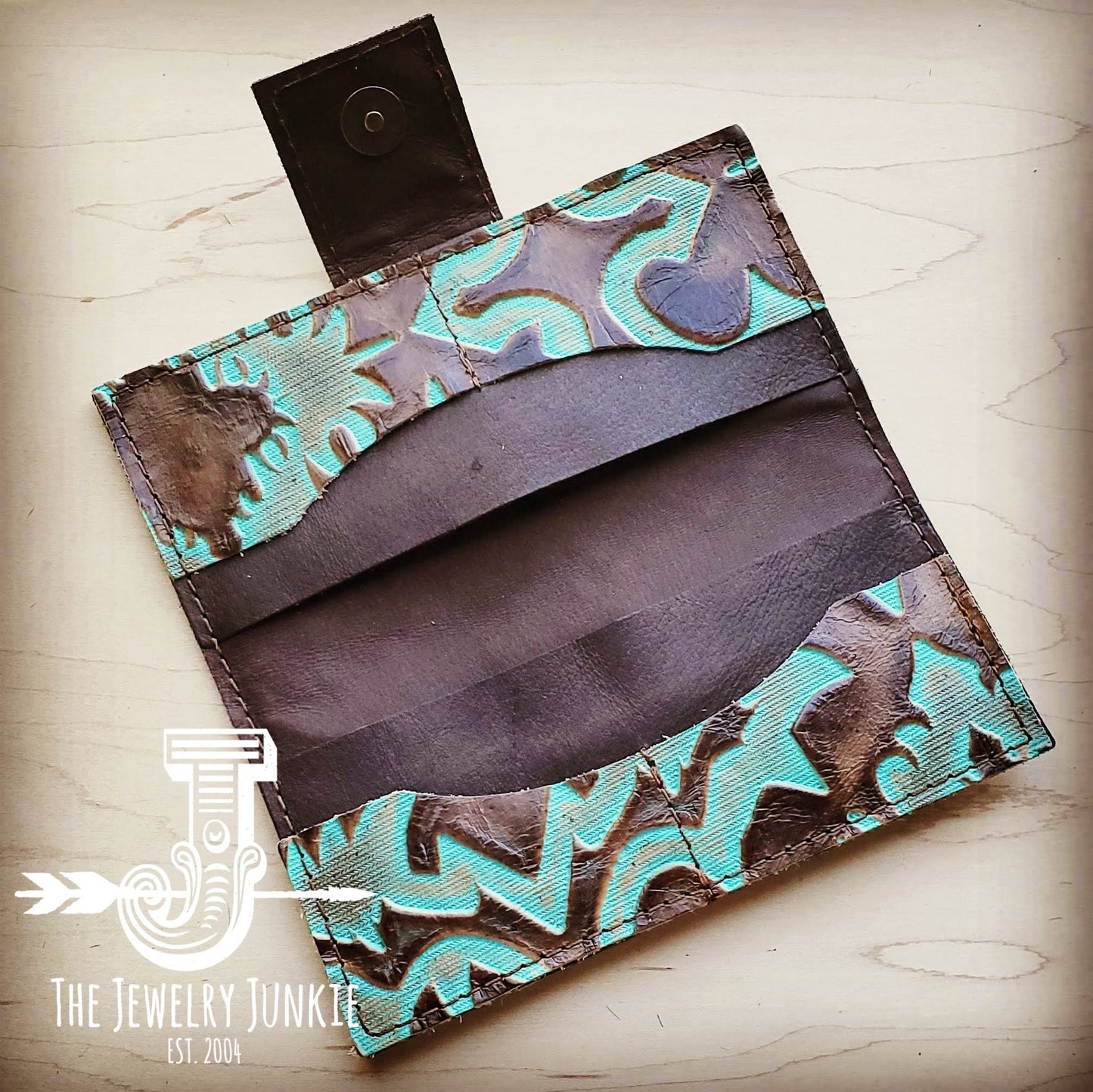 Embossed Leather Wallet in Turquoise Laredo w/ Snap 301m