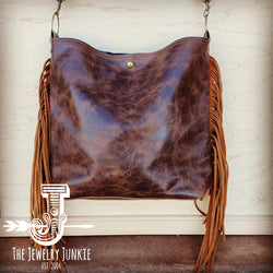 Tejas Leather Bucket Metallic Handbag with Santa Fe Accent 505f