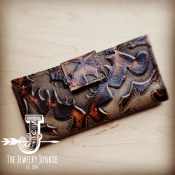 *Embossed Leather Wallet in Brown Laredo w/ Snap 301r