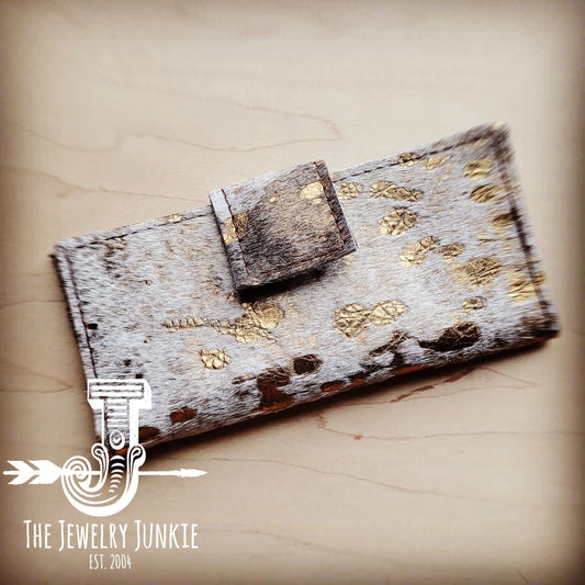 Hair on Hide Leather Wallet in Tan Gold w/ Snap 301u