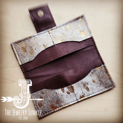 Hair on Hide Leather Wallet in Tan Gold w/ Snap 301u