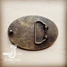 Rope Edge Cowboy Turquoise Leather Belt Buckle