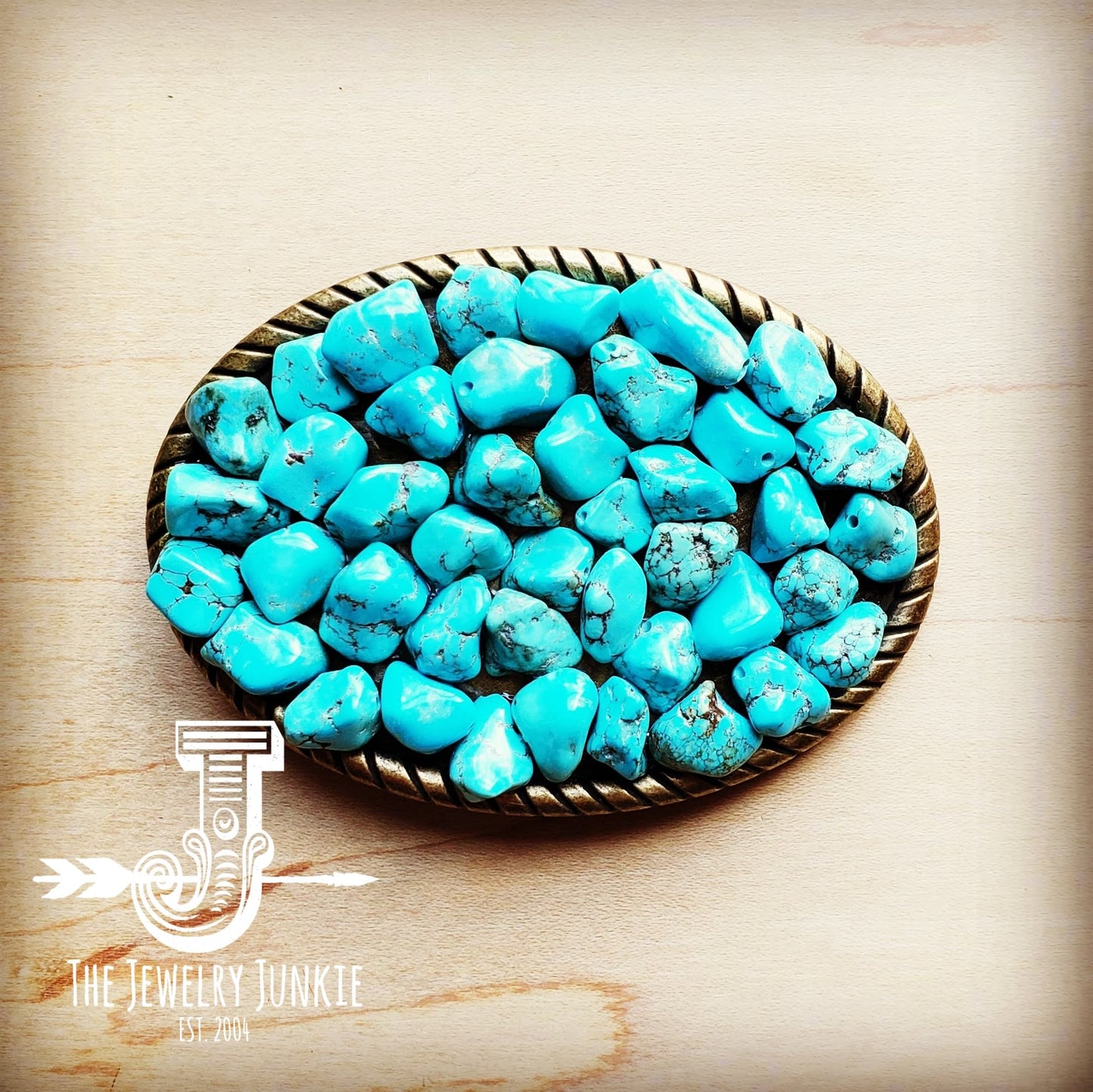 *Rope Edge Blue Turquoise Stone Belt Buckle 902h