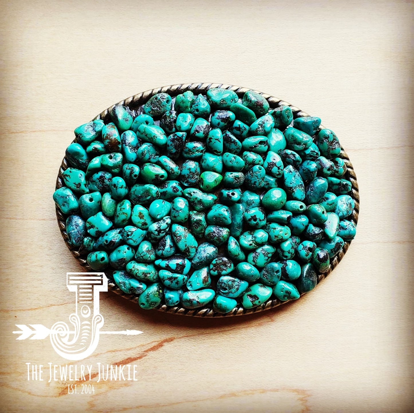 *Rope Edge Natural Green Turquoise Stone Belt Buckle 902i