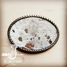 Rope Edge Gold Metallic Hair on Hide Leather Belt Buckle