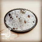 Rope Edge Gold Metallic Hair on Hide Leather Belt Buckle