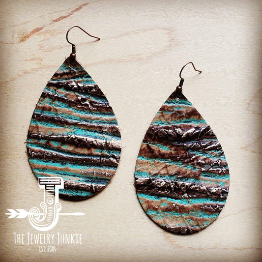 *Leather Teardrop Earring-Turquoise Chateau 204r