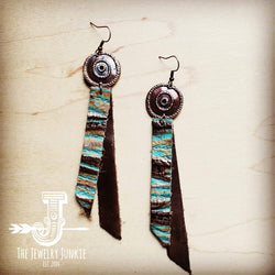 *Leather Rectangle Earrings in Turquoise Chateau 204t