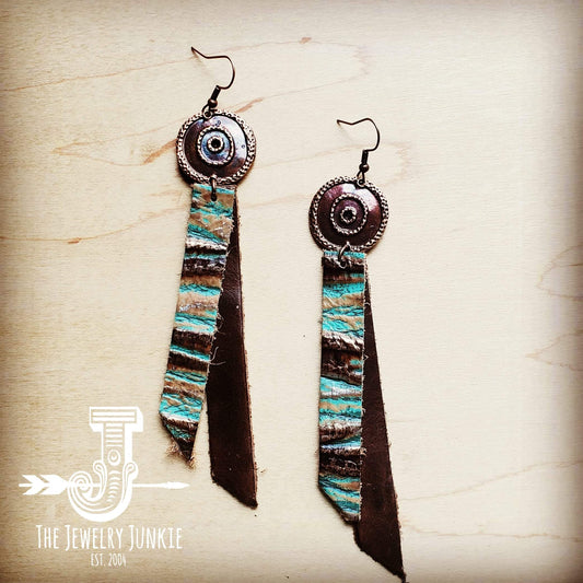 *Leather Rectangle Earrings in Turquoise Chateau 204t