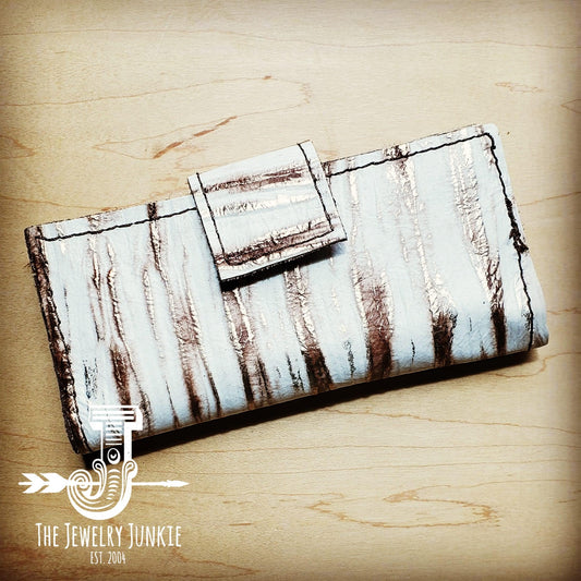 *Embossed Leather Wallet-White Chateau with Snap 301x
