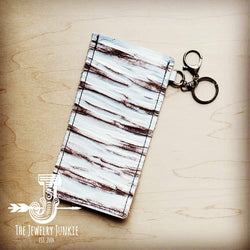 *Embossed Leather Sunglasses Case w/ Keychain-White Chateau 100q