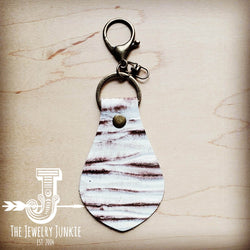 Embossed Leather Key Chain -White Chateau 701y