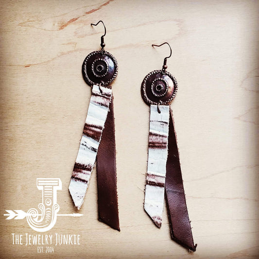 *Leather Rectangle Earrings in White Chateau 204u