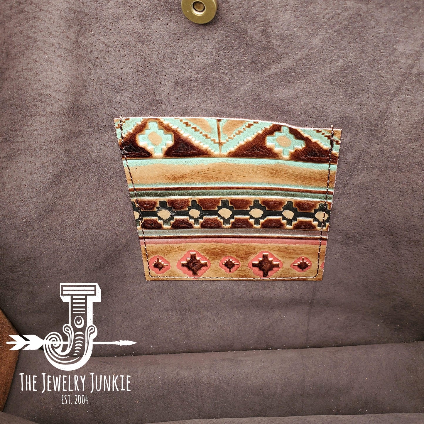 Tejas Leather Bucket Hide Handbag with Navajo Accent 506v