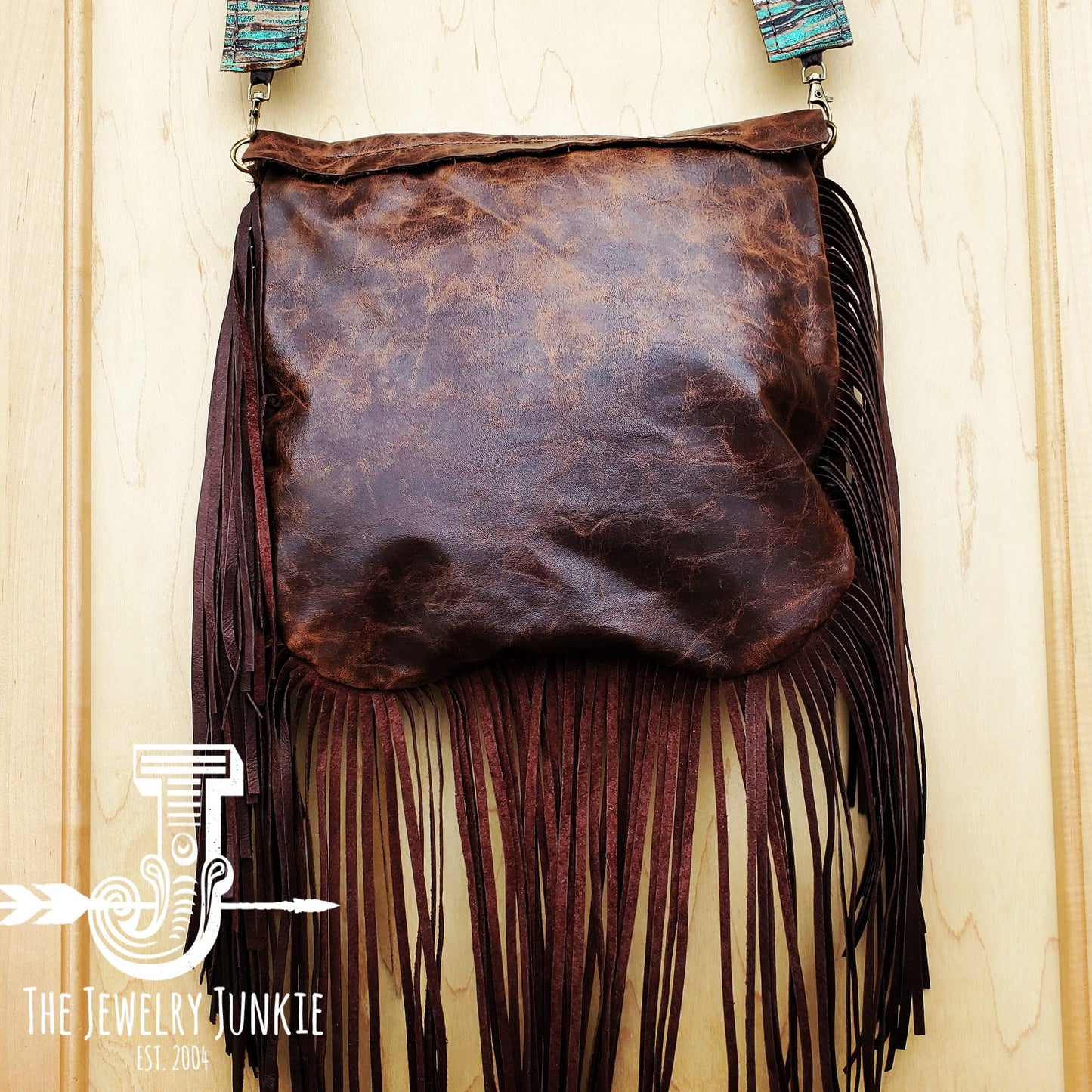 *Leather Turquoise Chateau Handbag w/ Flap and Braid Accent 505w