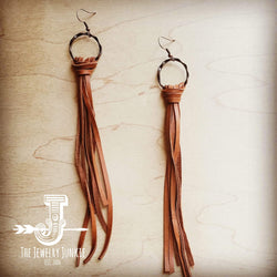 Deer Skin Leather Tassel Earring-Saddle Tan