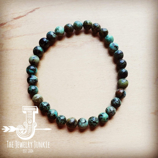 African Turquoise Beaded Stretch Bracelet 805n