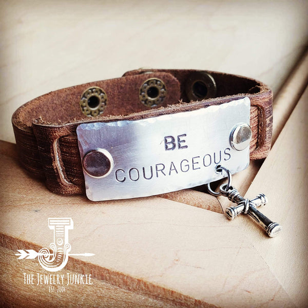Be Courageous Hand Stamped Leather Cuff 003a
